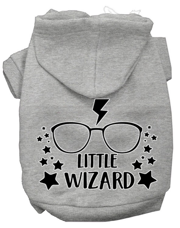 Little Wizard Screen Print Dog Hoodie Grey S